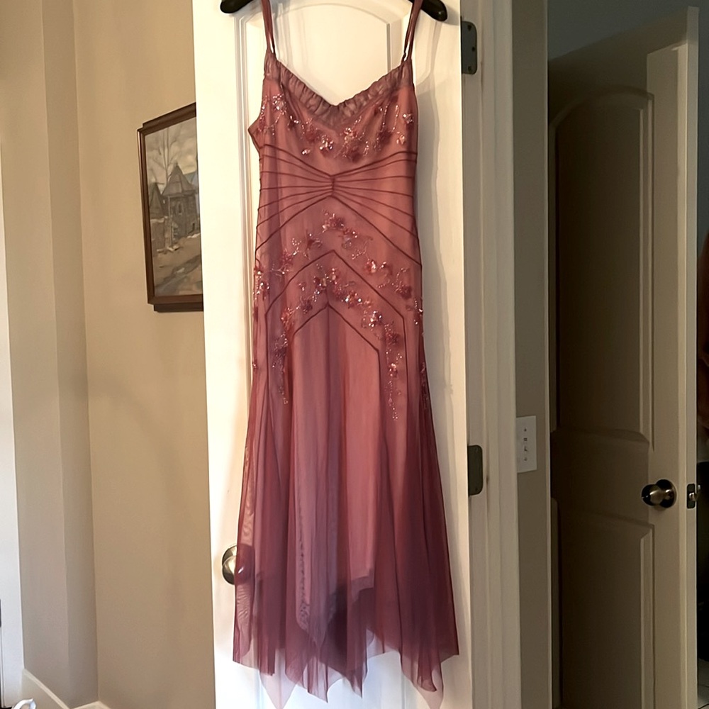 BCBG Max Azria sequin dress in burgundy color.